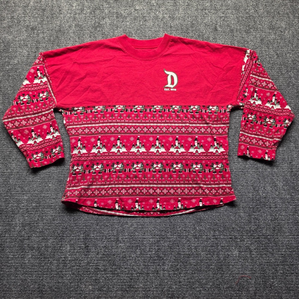 Disneyland Christmas Spirit Jersey Size Youth XL Red Ugly Sweater Mickey Ice